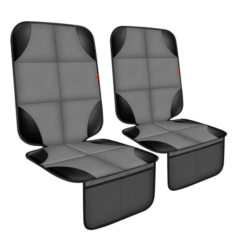 XHYANG Car Seat Protector 2 Pack Car Seat Cushion Mat Thickest Padding,Waterproof 600D Fabric Car Seat Covers for Non-Slip Backing Mesh Pockets for Baby and Pet 2 Seat Protector Gray - Image 1